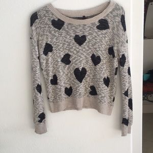 Heart Patterned Knit Sweater